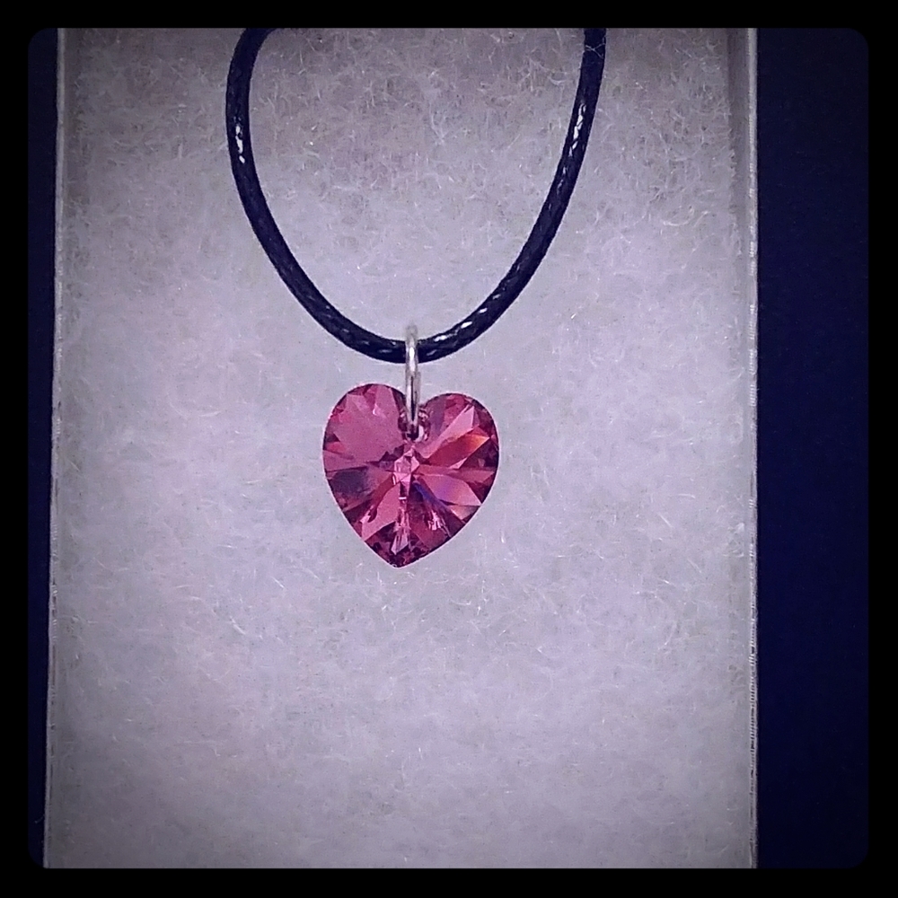 Moonrise Pink Crystal Heart Necklace